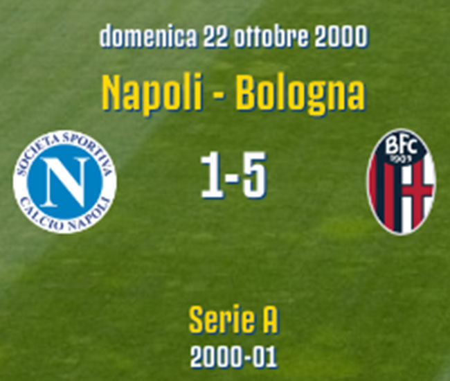 Per la rubrica Amarcord, in previsione dell'imminente Napoli-Bologna del prossimo 25 agosto, riproponiamo il precedente Napoli-Bologna terminato 1-5, del 22 ottobre 2000.