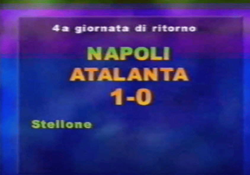 La partita Amarcord Napoli-Atalanta si gioca il 21 febbraio 2000, il Napoli vincerà grazie ad un gol di Roberto Stellone su assist di Schwoch